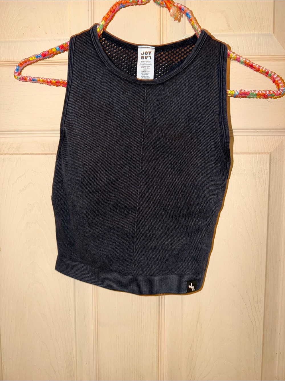 JoyLab Black Ribbed Mesh-Back Tank